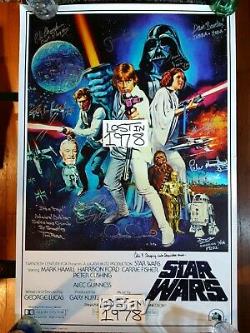 STAR WARS Cast SIGNED Autograph ANH Poster Carrie Fisher Prowse Peter Mayhew +++