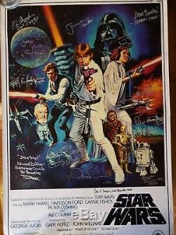 STAR WARS Cast SIGNED Autograph ANH Poster Carrie Fisher Prowse Peter Mayhew +++