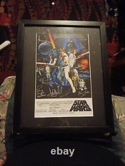 STAR WARS Cast SIGNED Autograph Poster Carrie Fisher Dave Prowse Mayhew Bulloch