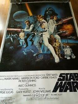 STAR WARS Cast SIGNED Autograph Poster Mark Hamill Carrie Fisher ANH Vintage