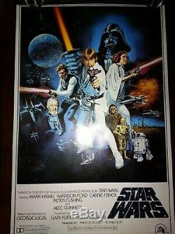 STAR WARS Cast SIGNED Autograph Poster Mark Hamill Carrie Fisher ANH Vintage