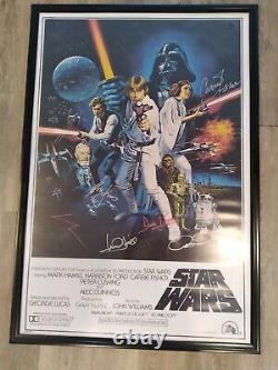 STAR WARS FULL Cast SIGNED including George Lucas Autograph Photo Poster withCOA