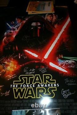 STAR WARS THE FORCE AWAKENS CAST SIGNED 27x40 MOVIE POSTER CA COA 19 Signatures