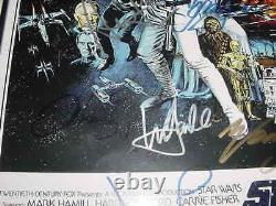 STAR WARS signed auto MOVIE poster by 8 FRAMED MARK HAMILLHARRISON FORDFISHER