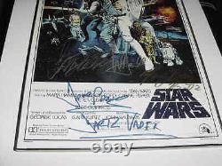 STAR WARS signed auto MOVIE poster by 8 FRAMED MARK HAMILLHARRISON FORDG. LUCAS
