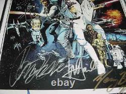 STAR WARS signed auto MOVIE poster by 8 FRAMED MARK HAMILLHARRISON FORDG. LUCAS