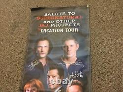 SUPERNATURAL huge (entire) cast signed banner plus 7 signed photos with proof