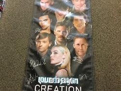 SUPERNATURAL huge (entire) cast signed banner plus 7 signed photos with proof