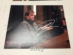 SUPERNATURAL huge (entire) cast signed banner plus 7 signed photos with proof