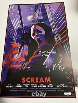 Scream Cast signed 11x17 photo By Lillard, Ulrich, & Campbell JSA Billy Stu Sid