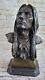 Signed Hot Cast Original Milo Indian Chief Bust Bronze Sculpture Cultural Statue