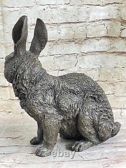 Signed Large Bronze Sculpture Statue Art Rabbit Deco Home Garden Decor Artwork