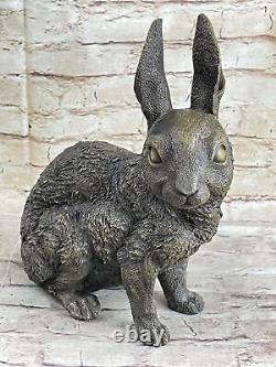 Signed Large Bronze Sculpture Statue Art Rabbit Deco Home Garden Decor Artwork