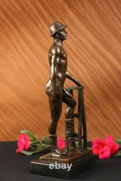 Signed Original Hot Cast Construction Worker Gay Theme Bronze Sculpture Statue