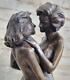 Signed Original Hot Cast Couple Abstract Bronze Sculpture Figurine Statue Decor