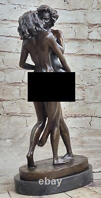 Signed Original Hot Cast Couple Abstract Bronze Sculpture Figurine Statue Decor
