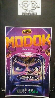 Signed cast poster Marvel MODOK Animated Series 11x17 + COA