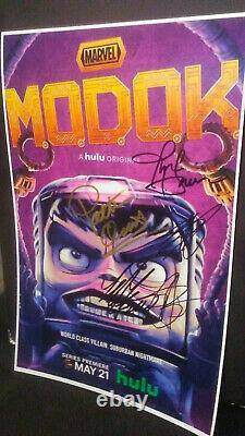 Signed cast poster Marvel MODOK Animated Series 11x17 + COA