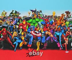 Stan Lee Authentic Signed 20x24 Marvel Universe Cast Canvas PSA/DNA #W18587