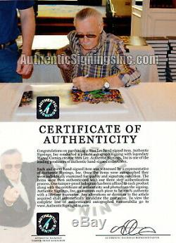 Stan Lee Autographed Marvel Super Heroes Cast 16x20 Photo ASI Proof
