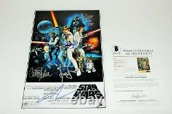 Star Wars Episode IV A New Hope Cast Signed Movie Poster Coa X5 Beckett Coa Bas