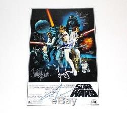 Star Wars Episode IV A New Hope Cast Signed Movie Poster Coa X5 Carrie Fisher+