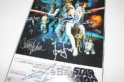Star Wars Episode IV A New Hope Cast Signed Movie Poster Coa X5 Carrie Fisher+