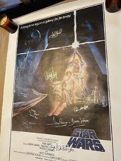 Star Wars Signed Poster Mark Hamill & cast signed BEAUTIFUL with BECKETT LETTER