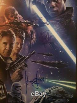 Star Wars The Force Awakens Cast Signed Autograph Movie Poster Carrie Fisher Opx