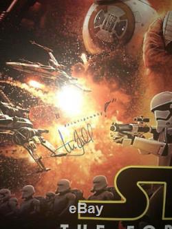 Star Wars The Force Awakens Cast Signed Autograph Movie Poster Carrie Fisher Opx