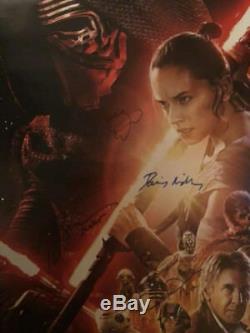 Star Wars The Force Awakens Cast Signed Autograph Movie Poster Carrie Fisher Opx