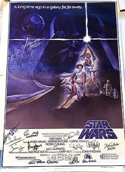 Star Wars cast signed Poster harrison ford carrie fisher mark hamill beckett coa