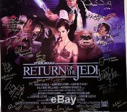 Star Wars rotj cast signed movie poster harrison ford carrie fisher mark hamill