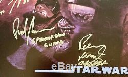 Star Wars rotj cast signed movie poster harrison ford carrie fisher mark hamill