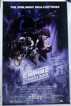 Star Wars signed movie poster esb cast harrison ford carrie fisher mark hamill +