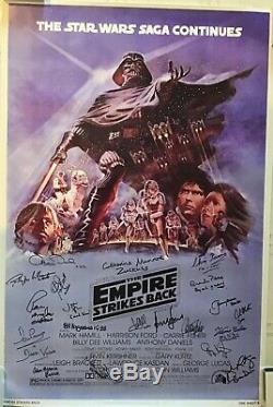 Star Wars signed movie poster esb cast harrison ford carrie fisher mark hamill