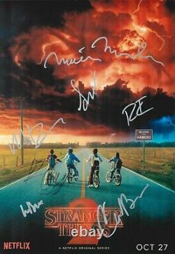 Stranger Things Cast Signed 12x18 Dacre Montgomery Sadie Sink +5 Authentic Photo