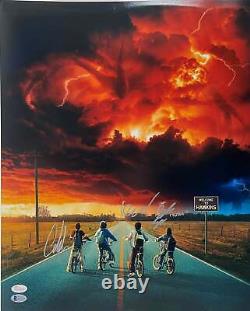 Stranger Things Signed Cast 16x20 Photo Caleb Finn, And Noah Jsa Coa