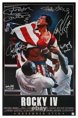 Sylvester Stallone & Cast Autographed ROCKY IV 24x36 Movie Poster ASI Proof