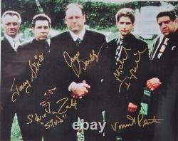 THE SOPRANOS CAST Signed Photo X5 Cemetery Scene James Gandolfini + withCOA