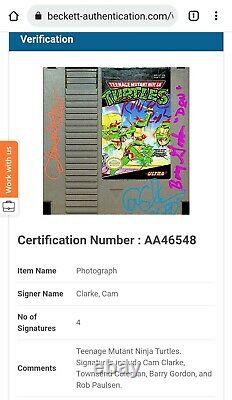 TMNT -Multi Signed Cast Nintendo game Gordon, Clarke, Paulsen, Coleman in protector