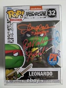 TMNT Original 4 LEONARDO FUNKO POP 4X Cast Signed Autographed TURTLES JSA COA