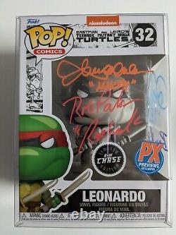 TMNT Original 4 LEONARDO FUNKO POP CHASE 4X Cast Signed Autographed JSA COA RARE