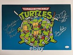 TMNT Original 4 Teenage Mutant Ninja Turtles Cast Signed 11x17 Photo JSA COA A