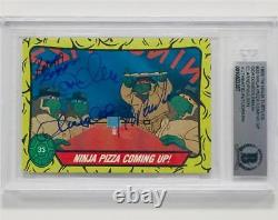 TMNT Teenage Mutant Ninja Turtles (4) cast signed 1989 Topps card BAS BGS COA