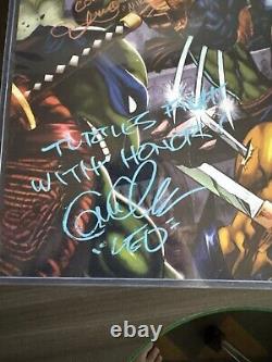 Teenage Mutant Ninja Turtles Cast Signed x4 Poster TMNT COA