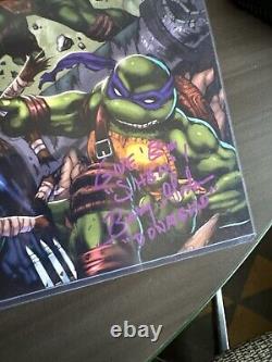 Teenage Mutant Ninja Turtles Cast Signed x4 Poster TMNT COA