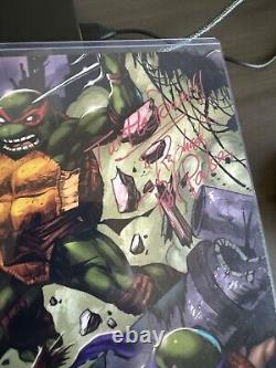 Teenage Mutant Ninja Turtles Cast Signed x4 Poster TMNT COA