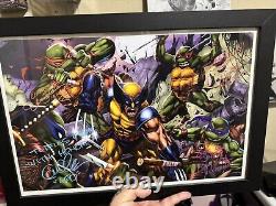 Teenage Mutant Ninja Turtles Cast Signed x4 Poster TMNT COA