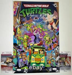 Teenage Mutant Ninja Turtles Cast Signed x5 11x17 Poster D Eastman TMNT JSA COA